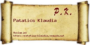 Patatics Klaudia névjegykártya